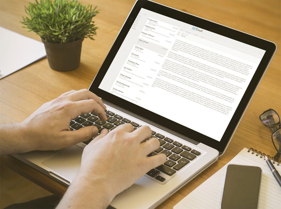 Laptop where a person is creating their professional email with a custom domain