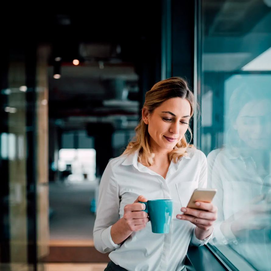 Girl in a quiet office because we are helping her with the digital transformation of her business.