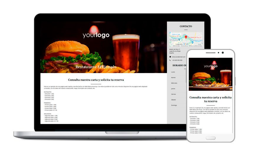 Laptop and mobile with basic web example